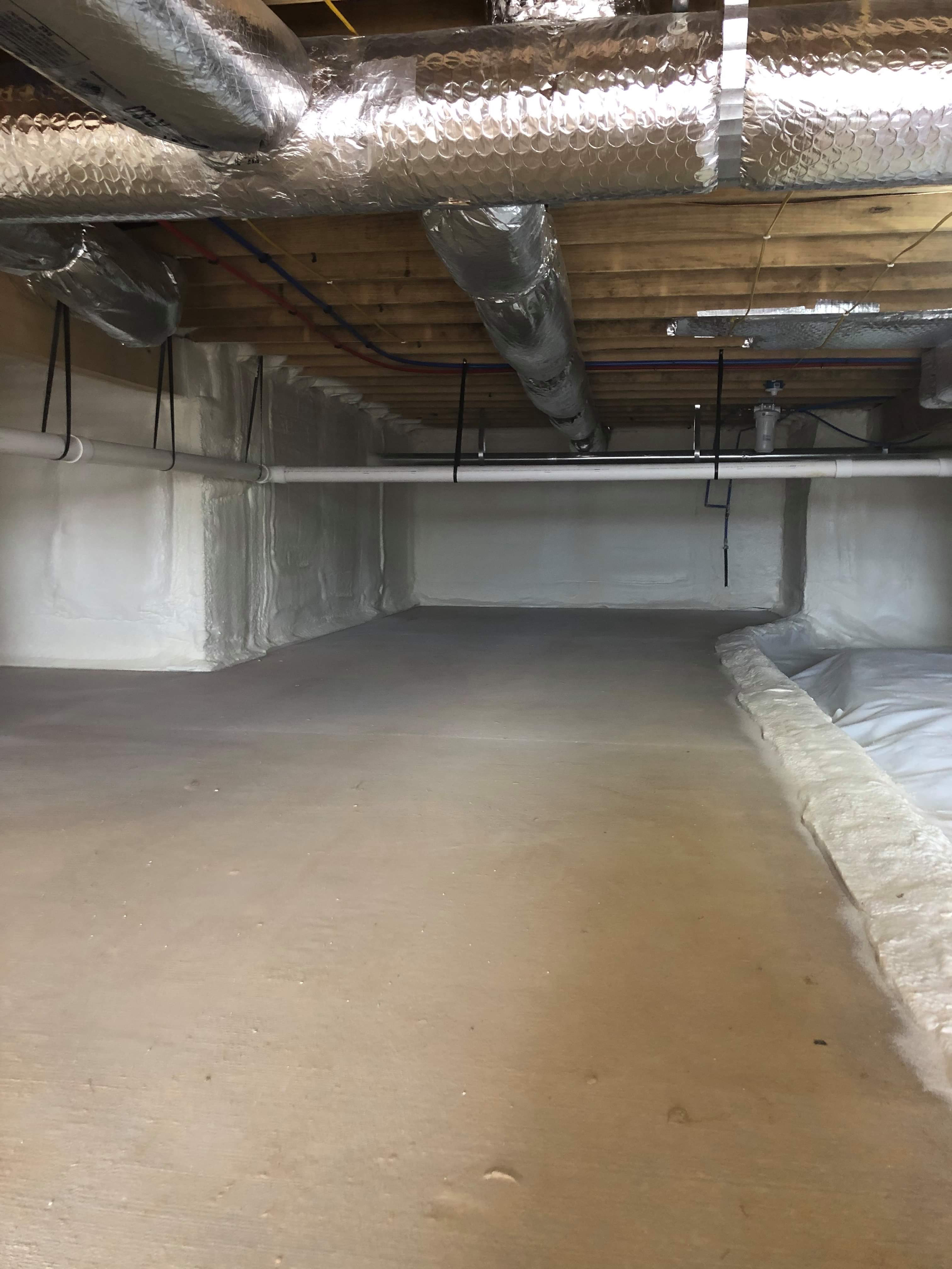 Clean ground of crawl space after insulation