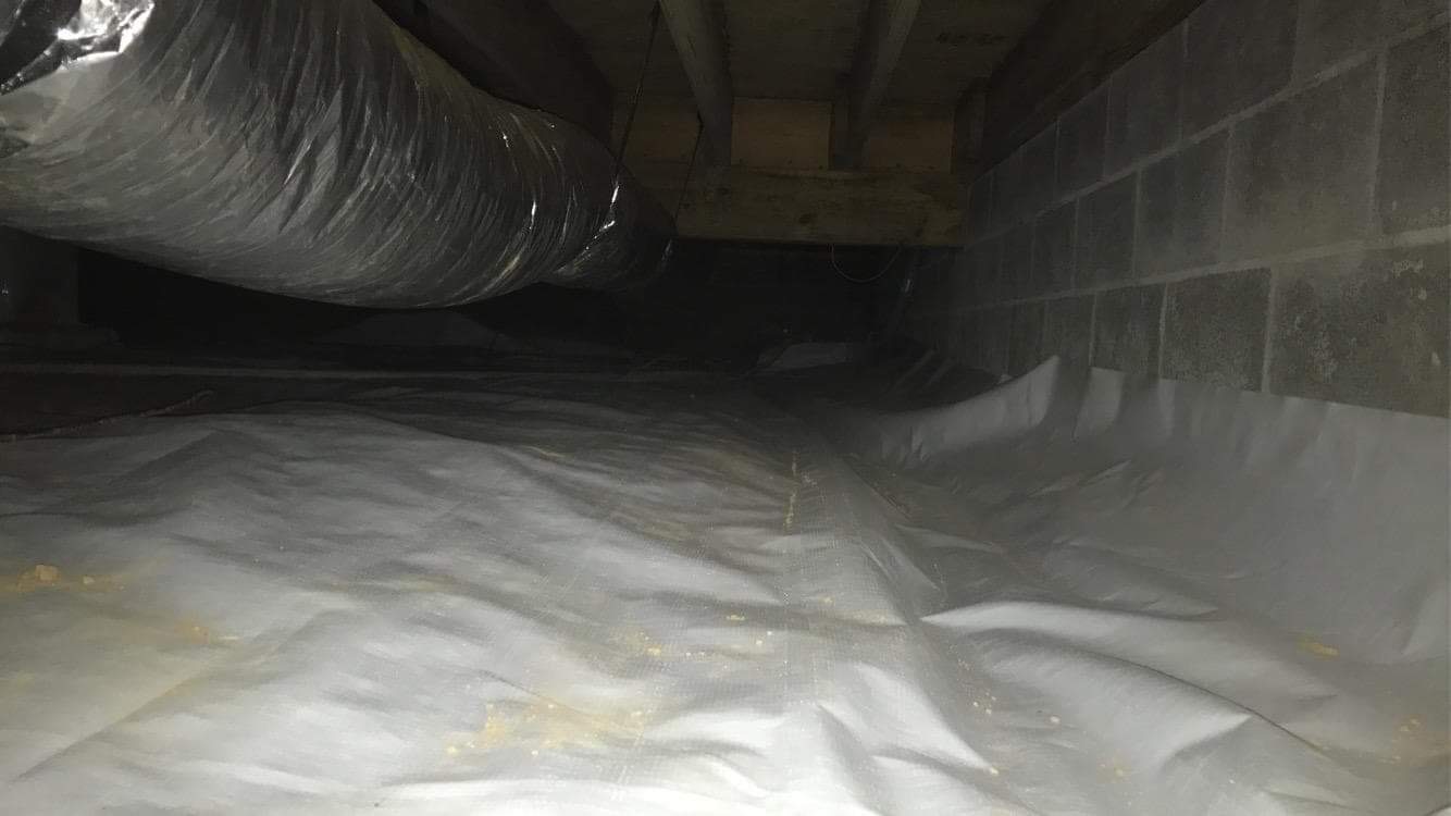 Clean crawlspace with liner