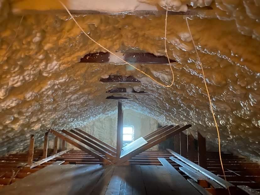 Insulated attic with open cell foam