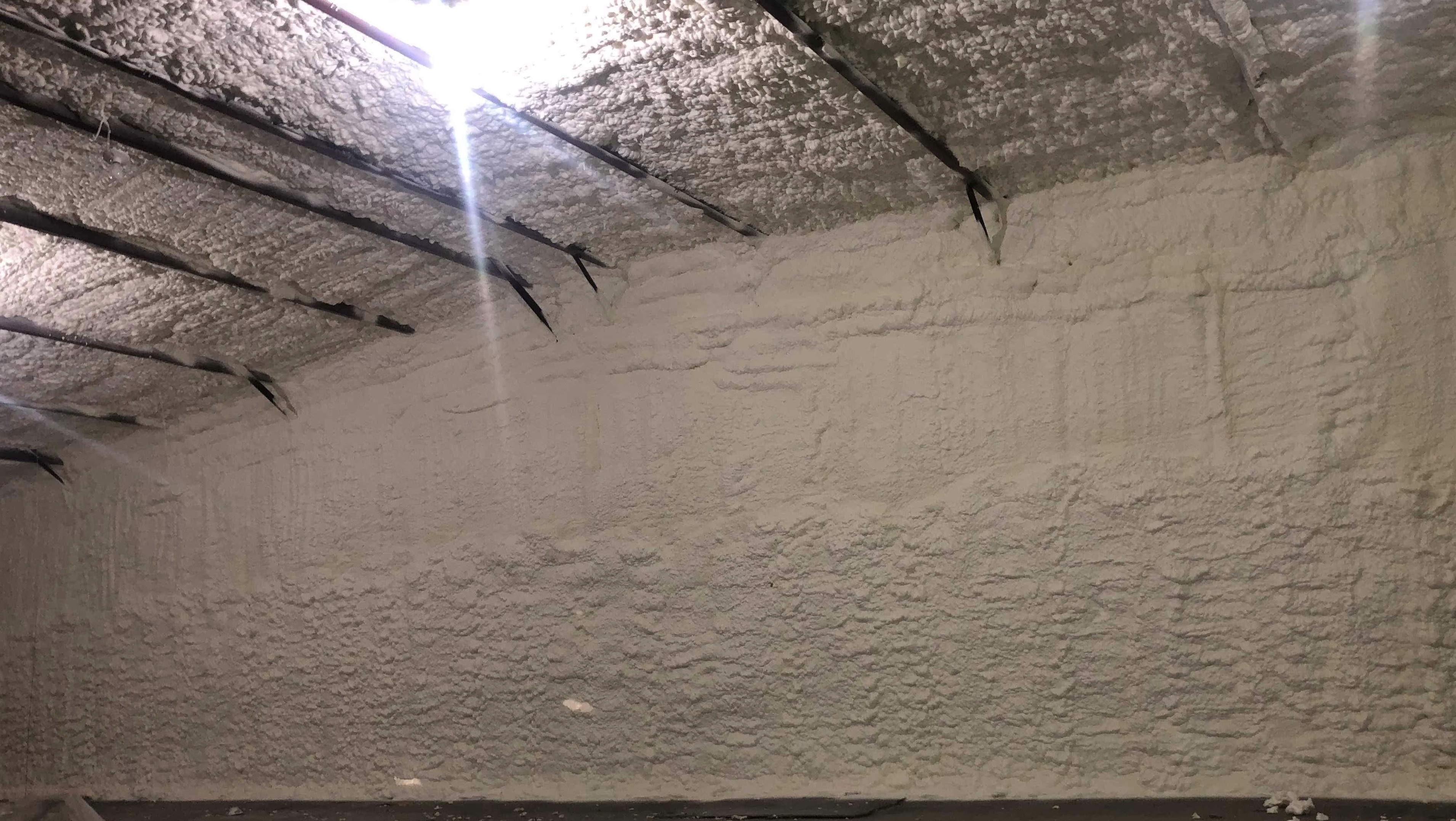 spray foam insulated block wall