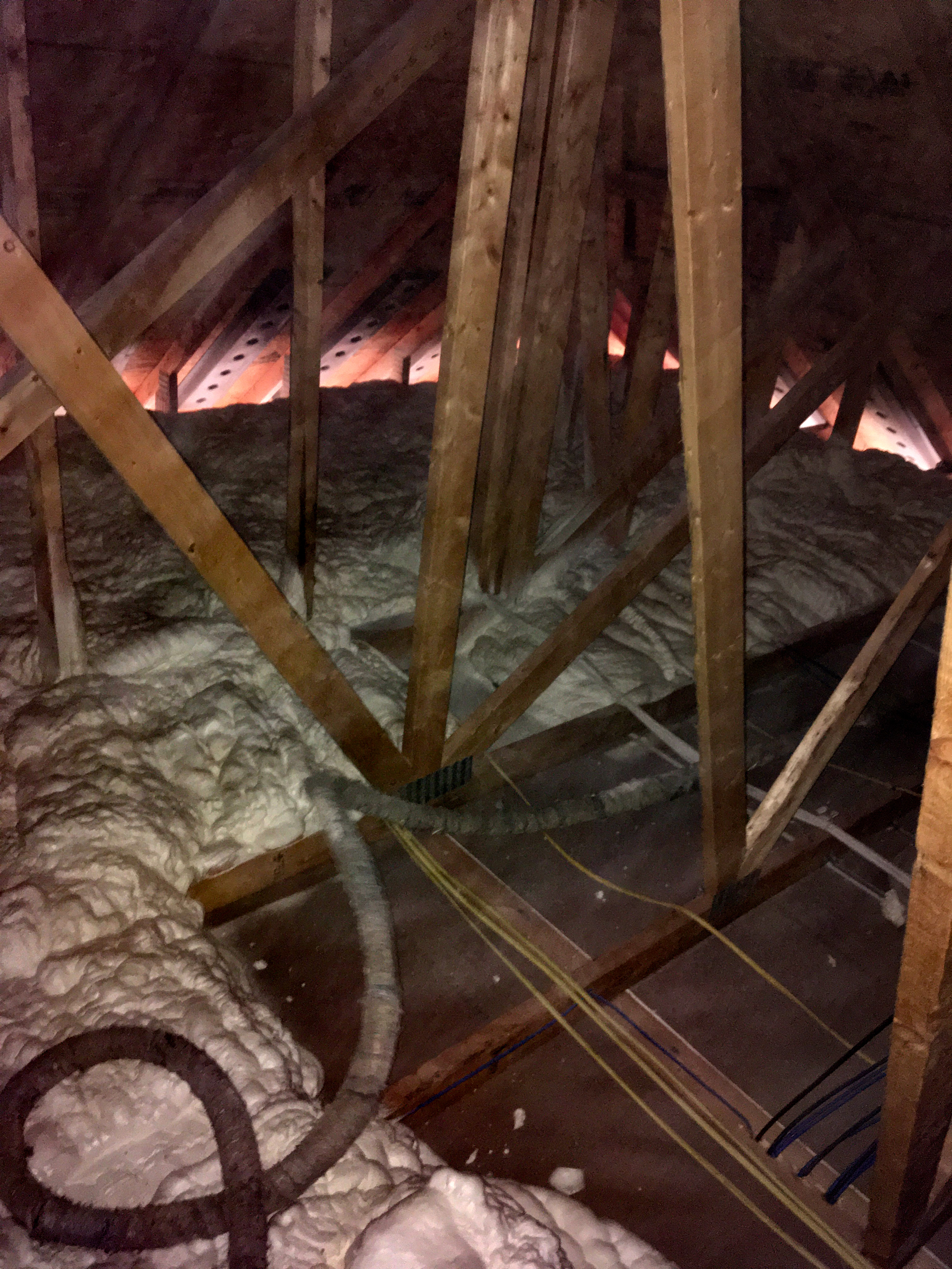 Attic after foam insulation