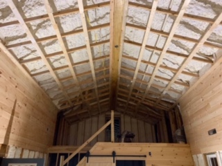 Vaulted roof deck after insulation